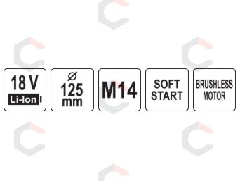 Akumuliatorinis kampinis šlifuoklis su bešepetėliu varikliu, 18 V, 125 mm, be akumuliatoriaus ir įkroviklio (YT-828253) 8 Akumuliatorinis kampinis šlifuoklis su bešepetėliu varikliu, 18 V, 125 mm, be akumuliatoriaus ir įkroviklio (YT-828253) 8