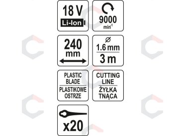 Akumuliatorinis trimeris teleskopinis 18V | 2-in 1 | be baterijų (YT-85015) 7 Akumuliatorinis trimeris teleskopinis 18V | 2-in 1 | be baterijų (YT-85015) 7