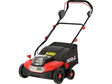Akumuliatorinis vejos skarifikatorius-aeratorius 2 × 18 V, 360 mm, 900 W, su 2 × 4 Ah akumuliatoriais ir įkrovikliu YATO (YT-84841)