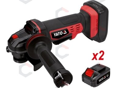 Akumuliatorinis kampinis šlifuoklis 125 mm 18V, 2 Akumuliatoriai (3AH) (YT-82828) Akumuliatorinis kampinis šlifuoklis 125 mm 18V, 2 Akumuliatoriai (3AH) (YT-82828)