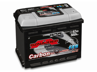 Akumuliatorius Sznajder START-STOP CARBON EFB | 12V 62Ah 560A EN (SZEFB62R)