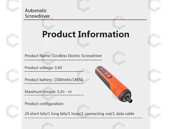 Akumuliatorinis atsuktuvas | USB | su antgalių rinkiniu | 24 vnt. (CES26) 6 Akumuliatorinis atsuktuvas | USB | su antgalių rinkiniu | 24 vnt. (CES26) 6