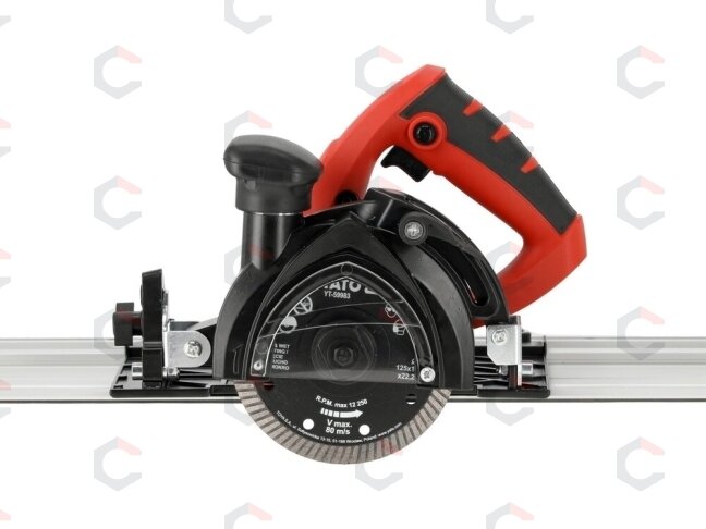 Akmens / betono griovelių pjovimui įrankis | su gidu ir nusiurbimu 125 mm | 1400W (YT-821591) 8 Akmens / betono griovelių pjovimui įrankis | su gidu ir nusiurbimu 125 mm | 1400W (YT-821591) 8