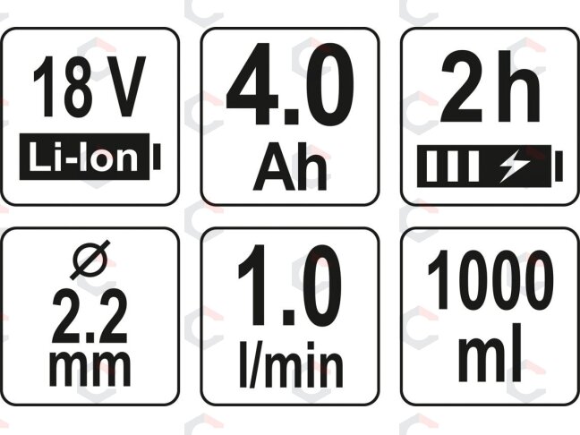 Akumuliatorininis dažymo pistoletas | sienoms ir luboms | Li-Ion 18 V 4 Ah | 1L / Min (YT-82765) 3 Akumuliatorininis dažymo pistoletas | sienoms ir luboms | Li-Ion 18 V 4 Ah | 1L / Min (YT-82765) 3