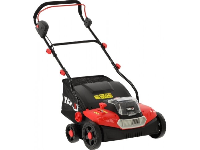 Akumuliatorinis vejos skarifikatorius-aeratorius 2 × 18 V, 360 mm, 900 W, su 2 × 4 Ah akumuliatoriais ir įkrovikliu YATO (YT-84841) 1