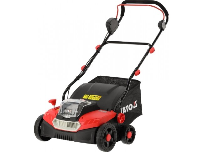 Akumuliatorinis vejos skarifikatorius-aeratorius 2 × 18 V, 360 mm, 900 W, su 2 × 4 Ah akumuliatoriais ir įkrovikliu YATO (YT-84841)