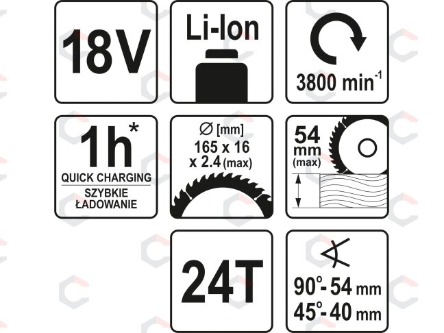 Akumuliatorinė diskinė pjūklas | 18 V | 165 mm | be akumuliatoriaus (YT-82811) 4 Akumuliatorinė diskinė pjūklas | 18 V | 165 mm | be akumuliatoriaus (YT-82811) 4