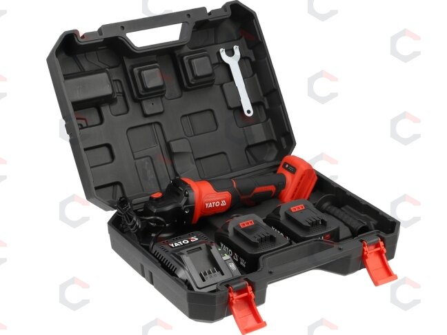 Akumuliatorinis kampinis šlifuoklis | 18 V | 125 mm | 5000–9000 aps./min. | 2 × 4 Ah | YATO (YT-828255) 9 Akumuliatorinis kampinis šlifuoklis | 18 V | 125 mm | 5000–9000 aps./min. | 2 × 4 Ah | YATO (YT-828255) 9