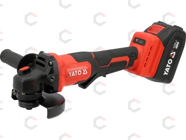 Akumuliatorinis kampinis šlifuoklis | 18 V | 125 mm | 5000–9000 aps./min. | 2 × 4 Ah | YATO (YT-828255) Akumuliatorinis kampinis šlifuoklis | 18 V | 125 mm | 5000–9000 aps./min. | 2 × 4 Ah | YATO (YT-828255)