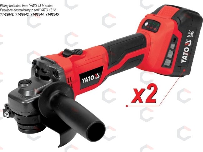 Akumuliatorinis kampinis šlifuoklis 4Ahx2 | soft start | 18V | 125 mm (YT-828295) Akumuliatorinis kampinis šlifuoklis 4Ahx2 | soft start | 18V | 125 mm (YT-828295)