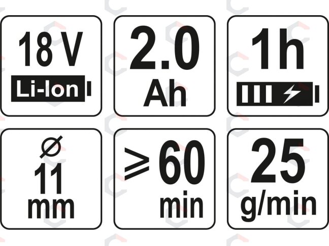Akumuliatorinis klijavimo pistoletas | 11 mm / 15 sek. | 18V (YT-82854) 4 Akumuliatorinis klijavimo pistoletas | 11 mm / 15 sek. | 18V (YT-82854) 4