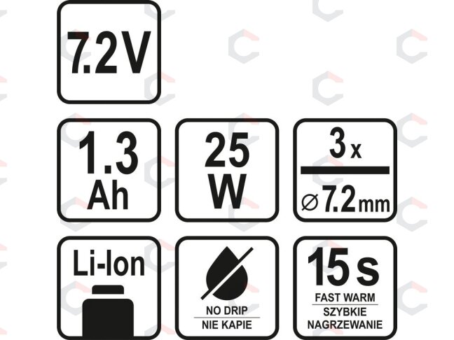 Akumuliatorinis klijavimo pistoletas / 15 sek. | 7,2V (78154) 3 Akumuliatorinis klijavimo pistoletas / 15 sek. | 7,2V (78154) 3