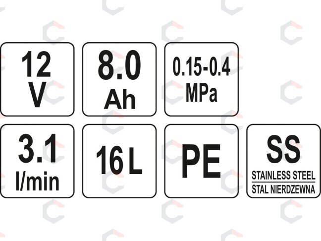 Akumuliatorinis kuprinis purkštuvas | 8 Ah | 12V | 16 l (89611) 5 Akumuliatorinis kuprinis purkštuvas | 8 Ah | 12V | 16 l (89611) 5