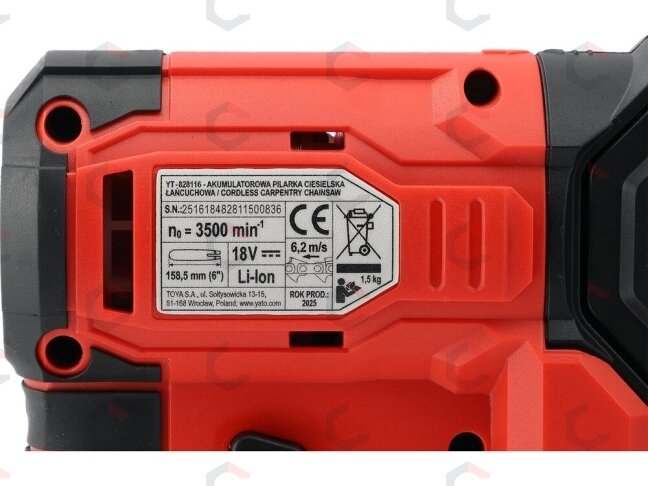 Akumuliatorinis mini grandininis pjūklas staliui | 18 V 4 Ah | bepetėlis | 158,5 mm (6") (YT-828115) 9 Akumuliatorinis mini grandininis pjūklas staliui | 18 V 4 Ah | bepetėlis | 158,5 mm (6") (YT-828115) 9