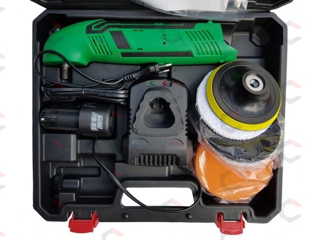 Akumuliatorinis poliruoklis | su rinkiniu | maks. 3000 rpm | 10.8 V | 1,3 Ah (SK0107) Akumuliatorinis poliruoklis | su rinkiniu | maks. 3000 rpm | 10.8 V | 1,3 Ah (SK0107)