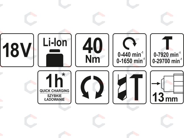 Akumuliatorinis smūginis gręžtuvas / suktukas 13mm, 18V Mabuchi variklis be akumuliatoriaus (YT-82789) 5 Akumuliatorinis smūginis gręžtuvas / suktukas 13mm, 18V Mabuchi variklis be akumuliatoriaus (YT-82789) 5