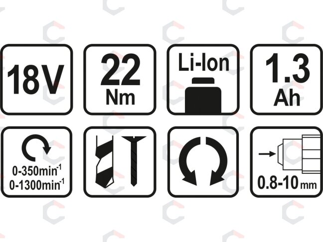 Akumuliatorinis smūginis gręžtuvas / suktukas 18V +2 X AKUM. 1,3AH LI-ION (78972) 9 Akumuliatorinis smūginis gręžtuvas / suktukas 18V +2 X AKUM. 1,3AH LI-ION (78972) 9