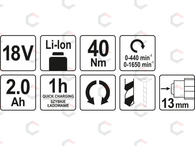 Akumuliatorinis suktukas gęžtuvas LI- ION 18V 2 greičiai Mabuchi variklis (YT-82782) 7 Akumuliatorinis suktukas gęžtuvas LI- ION 18V 2 greičiai Mabuchi variklis (YT-82782) 7