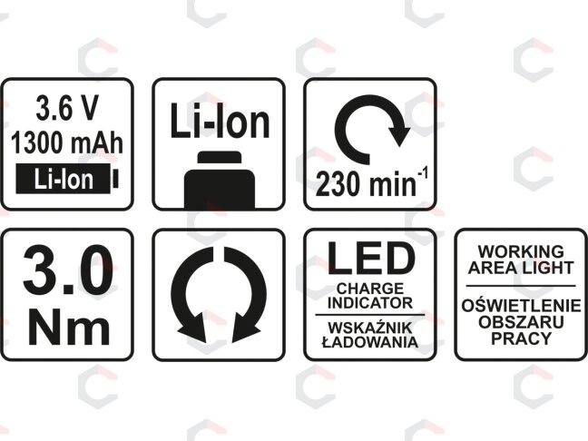 Akumuliatorinis suktukas LI-ION, 3,6V 1,3 AH (YT-82760) 5
