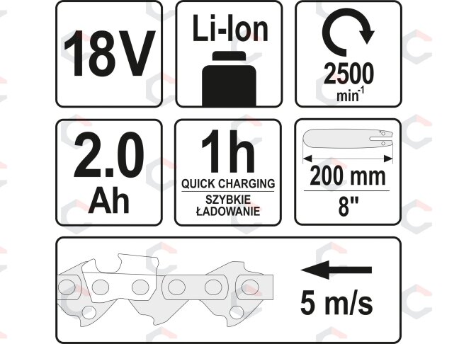 Akumuliatorinis teleskopinis grandininis pjūklas | 18V 200-280 cm (YT-82836) 7