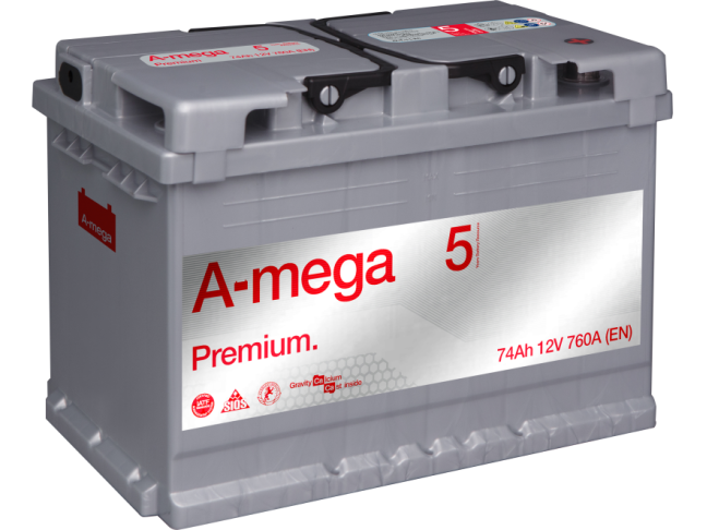 Akumuliatorius A-Mega Premium 12V 74Ah 760A EN (5MP74R) Akumuliatorius A-Mega Premium 12V 74Ah 760A EN (5MP74R)