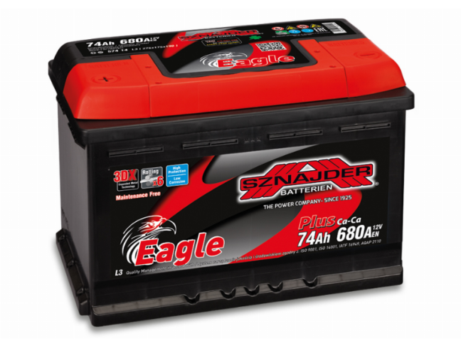 Akumuliatorius Sznajder EAGLE CALCIUM PLUS | 12V 74Ah 680A EN (SZE74L) Akumuliatorius Sznajder EAGLE CALCIUM PLUS | 12V 74Ah 680A EN (SZE74L)