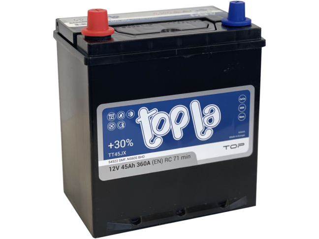 Akumuliatorius Topla TOP JIS | 12V 45Ah | 360A EN (TTP-A-45R) Akumuliatorius Topla TOP JIS | 12V 45Ah | 360A EN (TTP-A-45R)