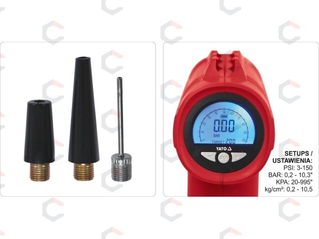 Akumuliatorinis kompresorius | 120W | LED | 150PSI | 25 L/MIN | LI-ION 11,1V 6000MAH | USB (YT-82950) 1