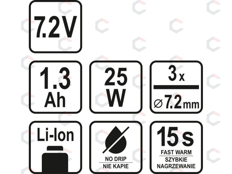 Akumuliatorinis klijavimo pistoletas / 15 sek. | 7,2V (78154) 3 Akumuliatorinis klijavimo pistoletas / 15 sek. | 7,2V (78154) 3
