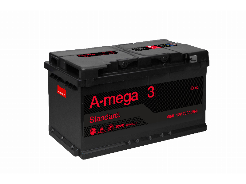 Akumuliatorius A-Mega Standard 12V 80Ah 760A EN (3MS80RL) Akumuliatorius A-Mega Standard 12V 80Ah 760A EN (3MS80RL)