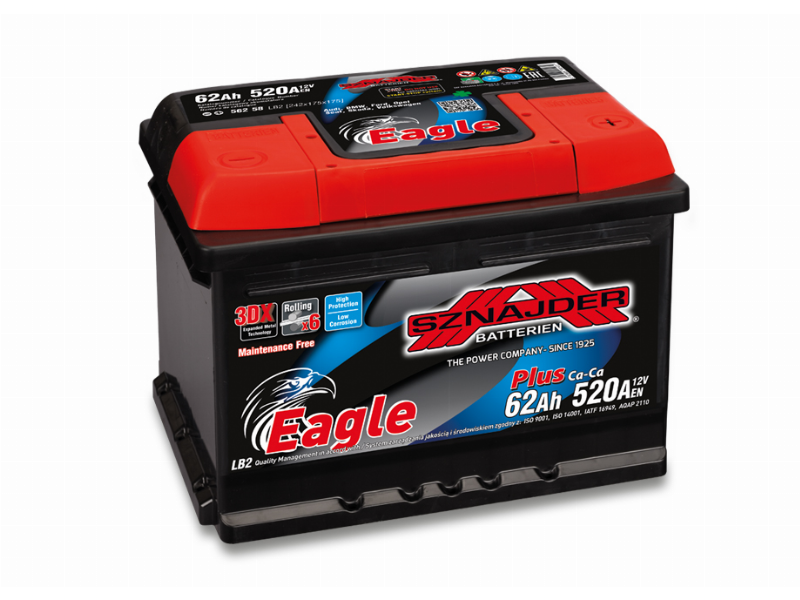 Akumuliatorius Sznajder EAGLE PLUS | 12V 62Ah 520A EN (SZE62RL) Akumuliatorius Sznajder EAGLE PLUS | 12V 62Ah 520A EN (SZE62RL)