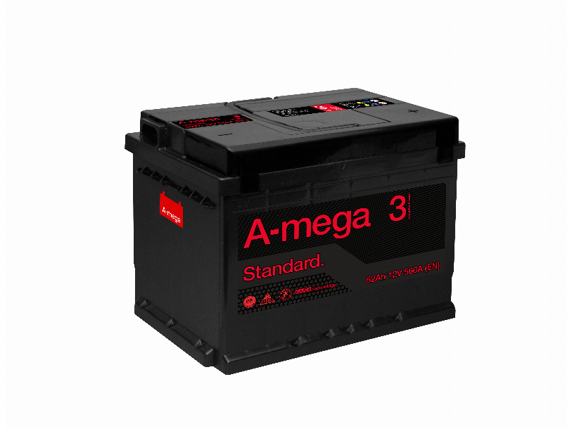 Akumuliatorius A-Mega Standard 12V 62Ah 560A EN (3MS62R) Akumuliatorius A-Mega Standard 12V 62Ah 560A EN (3MS62R)