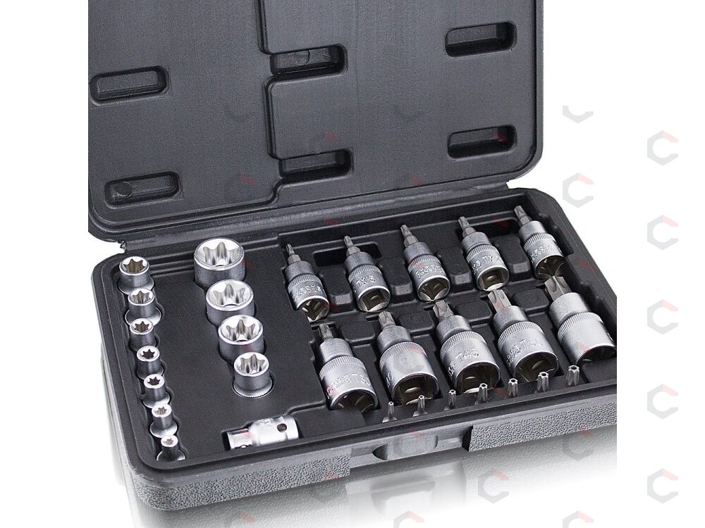 Antgalių ir galvučių rinkinys | E-Star E4-E20 / T8-T55 | 6.3 mm (1/4") / 10 mm (3/8") / 12,5 mm (1/2") | 30 vnt. (SK-TS30) Antgalių ir galvučių rinkinys | E-Star E4-E20 / T8-T55 | 6.3 mm (1/4") / 10 mm (3/8") / 12,5 mm (1/2") | 30 vnt. (SK-TS30)