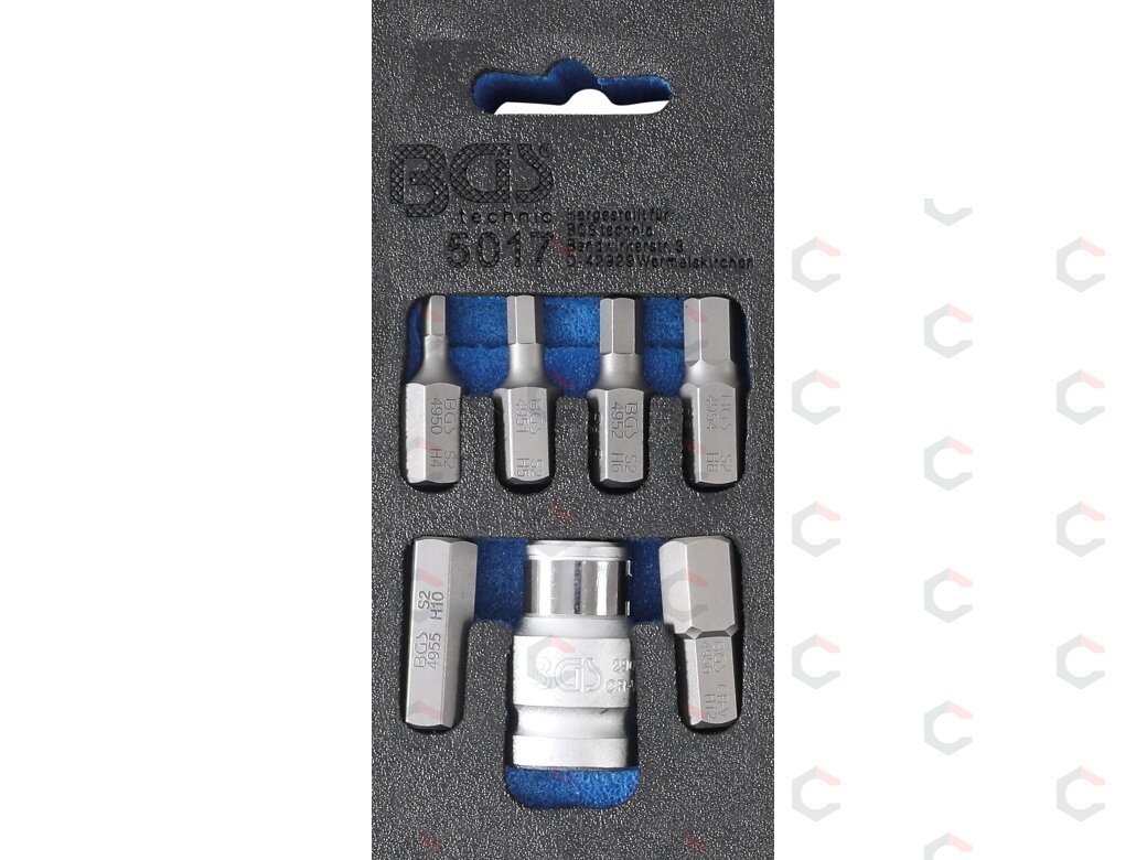 Antgalių komplektas | 10 mm (3/8") storio | hex šešiakampis | 7 vnt. (5017) Antgalių komplektas | 10 mm (3/8") storio | hex šešiakampis | 7 vnt. (5017)