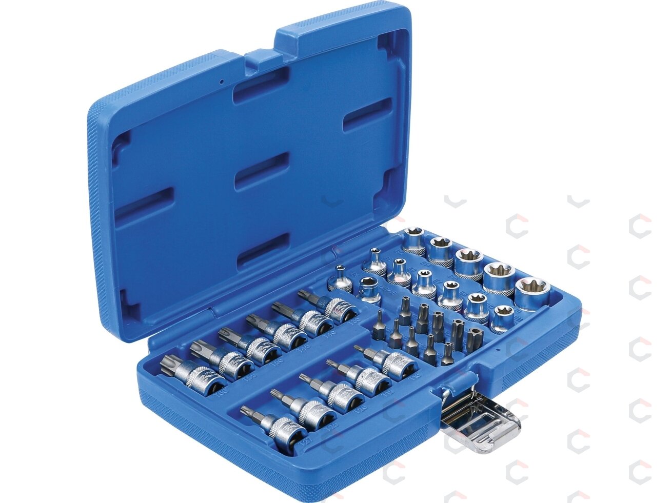 Antgalių ir galvučių rinkinys | 10 mm (3/8") | T-star (Torx) | 34 vnt. (5021) 2 Antgalių ir galvučių rinkinys | 10 mm (3/8") | T-star (Torx) | 34 vnt. (5021) 2