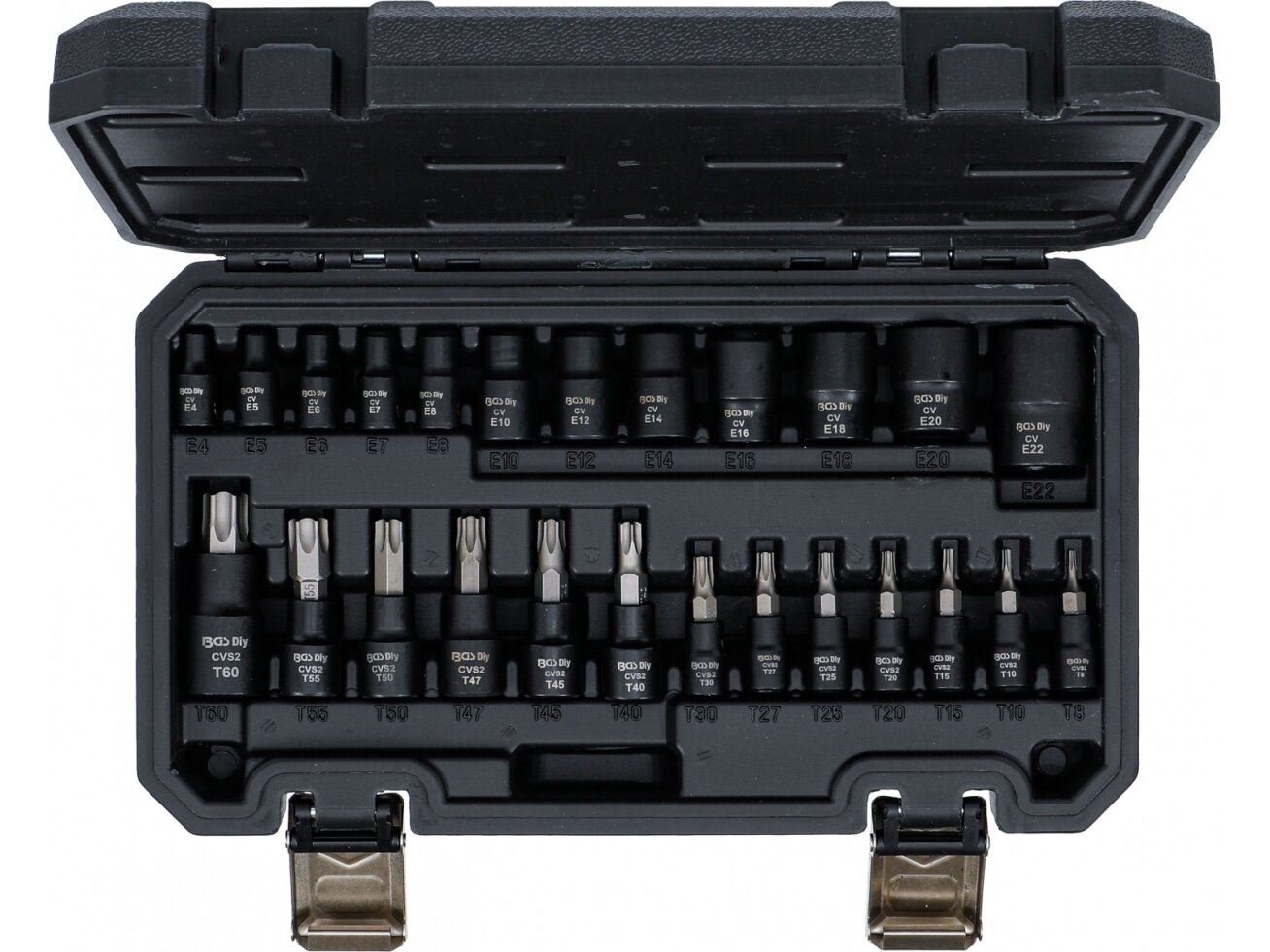 Torx ir E-Torx galvučių rinkinys | 1/4", 3/8", 1/2" | 25 vnt. (20124) 4