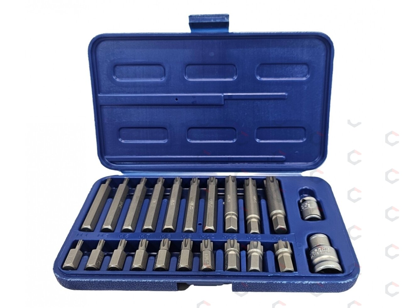 Antgalių komplektas | 10 mm (3/8") storis | Spline (Ribe) | 21 vnt. (RB21S) Antgalių komplektas | 10 mm (3/8") storis | Spline (Ribe) | 21 vnt. (RB21S)