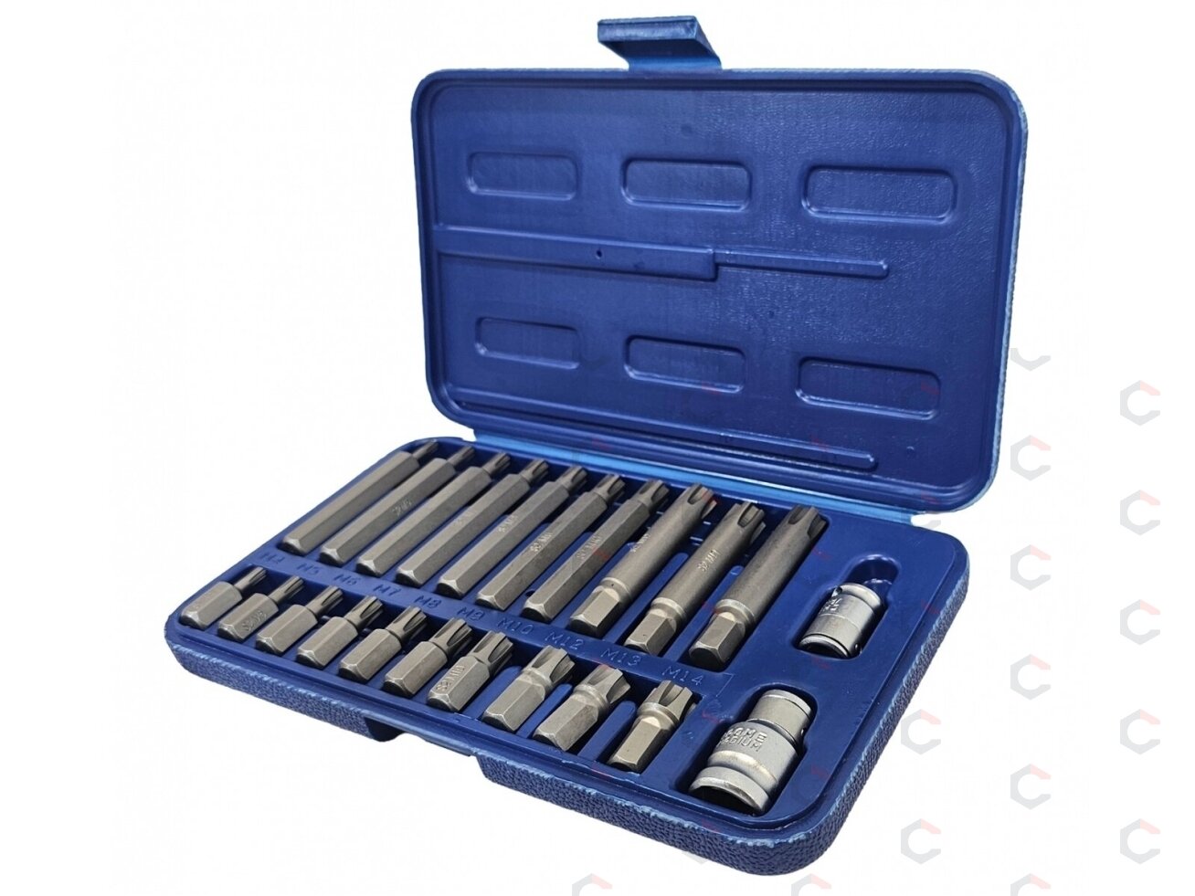 Antgalių komplektas | 10 mm (3/8") storis | Spline (Ribe) | 21 vnt. (RB21S) 2 Antgalių komplektas | 10 mm (3/8") storis | Spline (Ribe) | 21 vnt. (RB21S) 2
