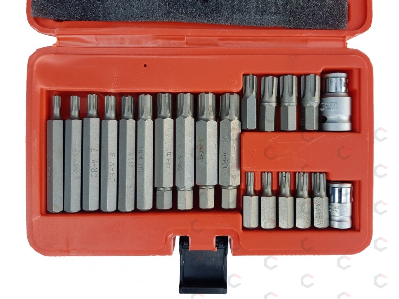Antgalių komplektas | 10 mm (3/8") storis | Spline (Ribe) | 21 vnt. (RB21S) 3 Antgalių komplektas | 10 mm (3/8") storis | Spline (Ribe) | 21 vnt. (RB21S) 3
