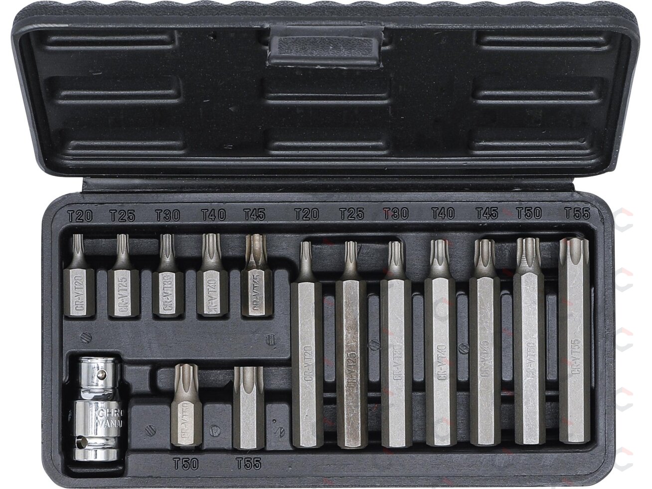 Antgalių rinkinys | trumpas / ilgas | 10 mm (3/8") storio | T-Star (Torx) | 15 vnt. (5040) 3 Antgalių rinkinys | trumpas / ilgas | 10 mm (3/8") storio | T-Star (Torx) | 15 vnt. (5040) 3