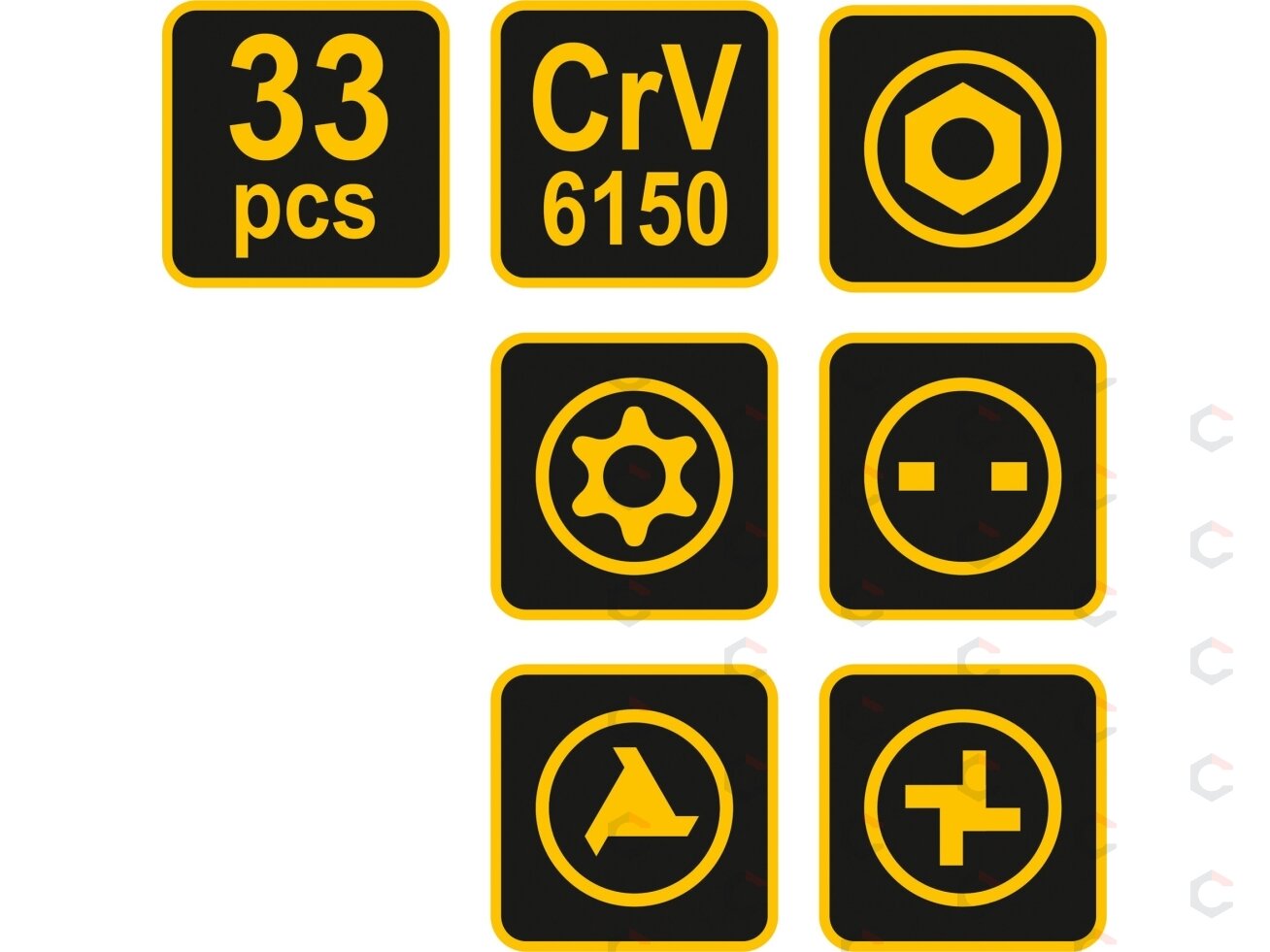 Antgaliukų rinkinys 33 dalių Chrome-Vanadium (66330) 5 Antgaliukų rinkinys 33 dalių Chrome-Vanadium (66330) 5