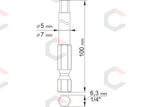 Antgaliai HEX šešiakampiai su skyle 1/4", 2vnt: H4x100mm; H6x100mm (YT-0495) 1 Antgaliai HEX šešiakampiai su skyle 1/4", 2vnt: H4x100mm; H6x100mm (YT-0495) 1
