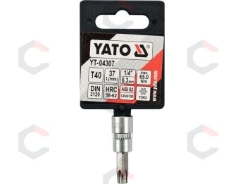Antgalis įpresuotas į galvutę | 6.3 mm (1/4") | T-Star (Torx) T40 (YT-04307) 2 Antgalis įpresuotas į galvutę | 6.3 mm (1/4") | T-Star (Torx) T40 (YT-04307) 2