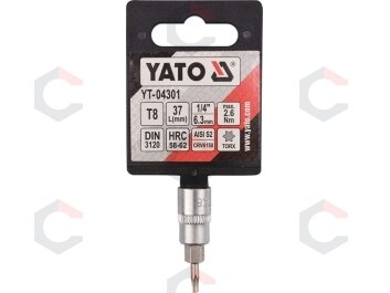 Antgalis įpresuotas į galvutę | 6.3 mm (1/4") | T-Star (Torx) T8 (YT-04301) 2 Antgalis įpresuotas į galvutę | 6.3 mm (1/4") | T-Star (Torx) T8 (YT-04301) 2