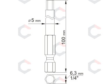 Antgaliai HEX šešiakampiai su skyle 1/4", 2vnt: H3x100mm; H5x100mm (YT-0494)