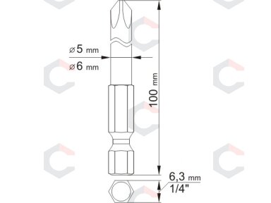 Antgaliai kryžminiai 1/4", 2vnt, : PH1X100MM; PH2X100MM (YT-0488)