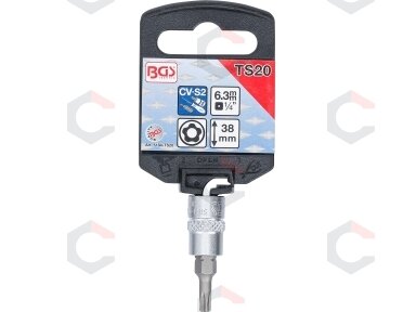 Antgalis 1/4" įpresuotas į galvutę su skyle, penkiakampis TS20x38mm (5184-TS20)