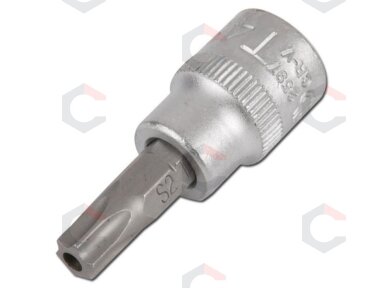 Antgalis įpresuotas į galvutę | 10 mm (3/8") | T-star su skyle (Torx) T25 (2572)