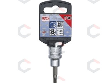 Antgalis įpresuotas į galvutę | 10 mm (3/8") | T-star su skyle (Torx) T27 (2573)