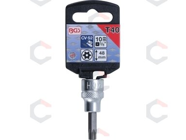 Antgalis įpresuotas į galvutę | 10 mm (3/8") | T-Star su skyle | (Torx) T40 (2575)